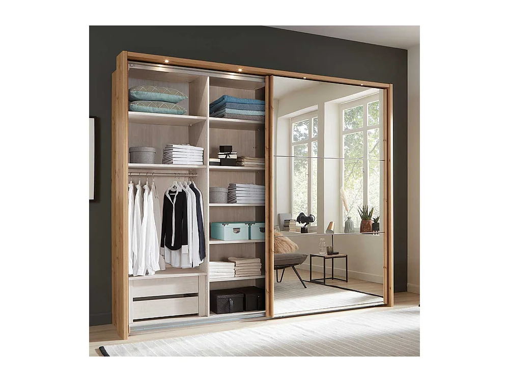 Kleiderschrank in Eiche Bianco Schwebetüren
