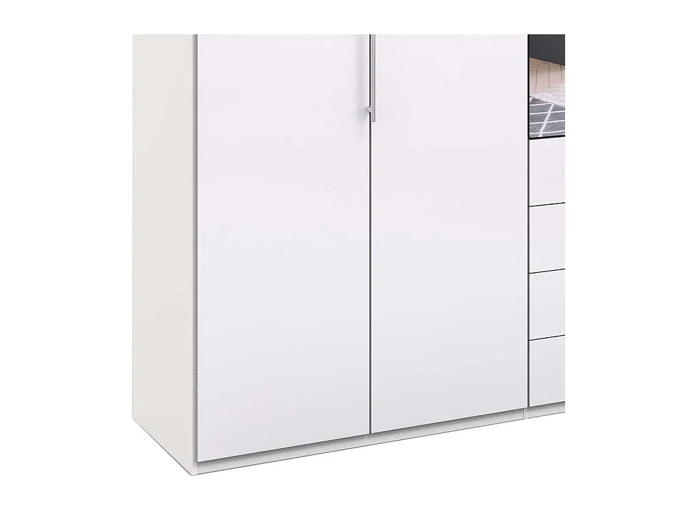 Schlafzimmerschrank in Weiß 3 türig mit Spiegel