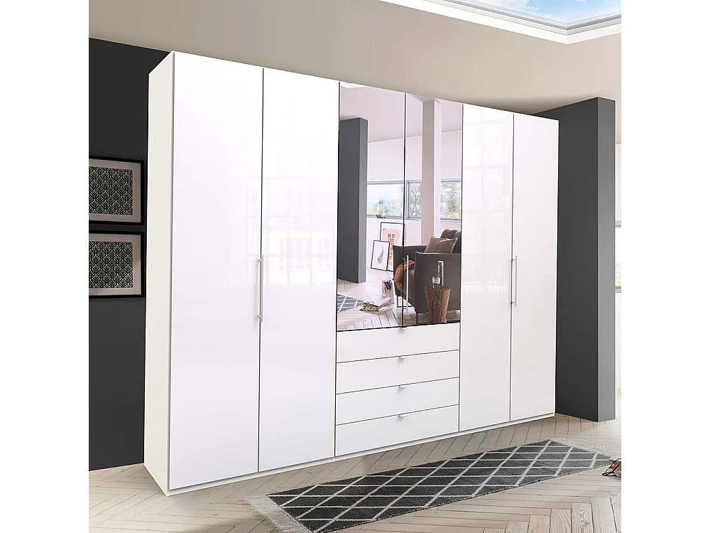 Schlafzimmerschrank in Weiß 3 türig mit Spiegel