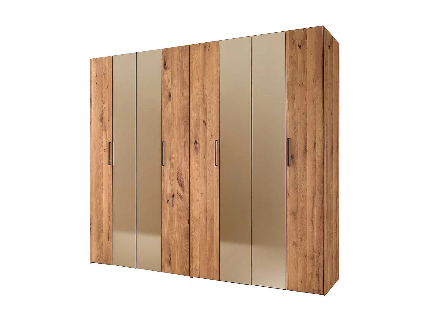 Schlafzimmerschrank Wildeiche aus Massivholz Spiegeltüren