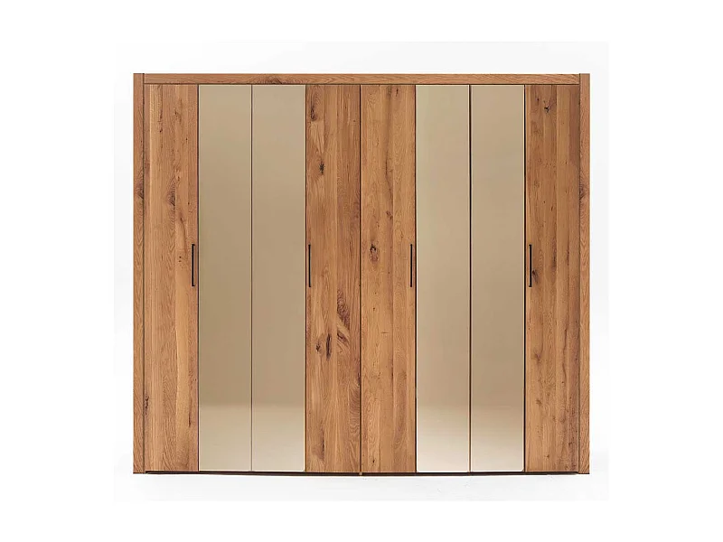 Schlafzimmerschrank Wildeiche aus Massivholz Spiegeltüren