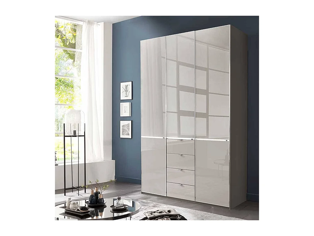 Kleiderschrank Schlafzimmerschrank in Hellgrau und Braun