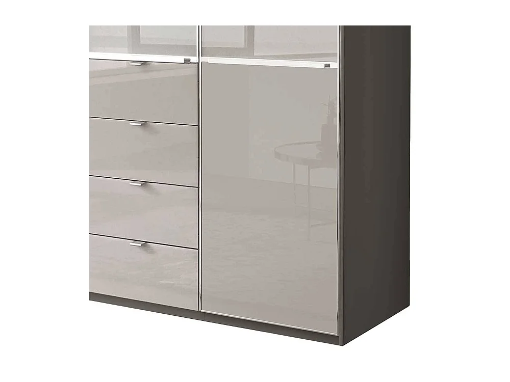 Kleiderschrank Schlafzimmerschrank in Hellgrau und Braun