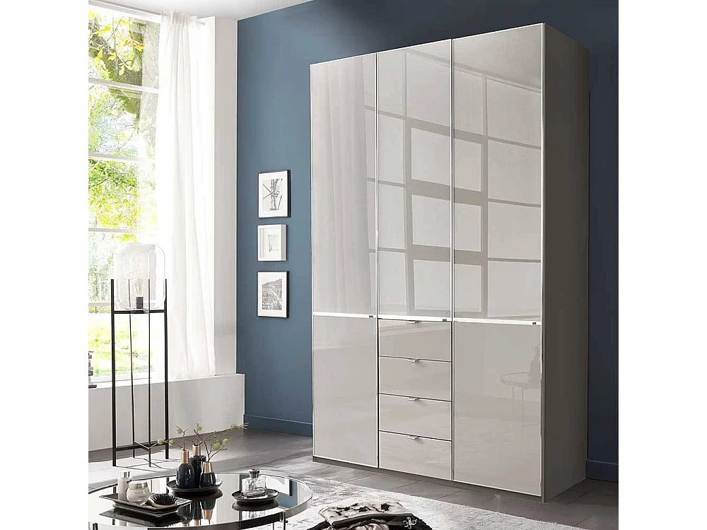 Kleiderschrank Schlafzimmerschrank in Hellgrau und Braun