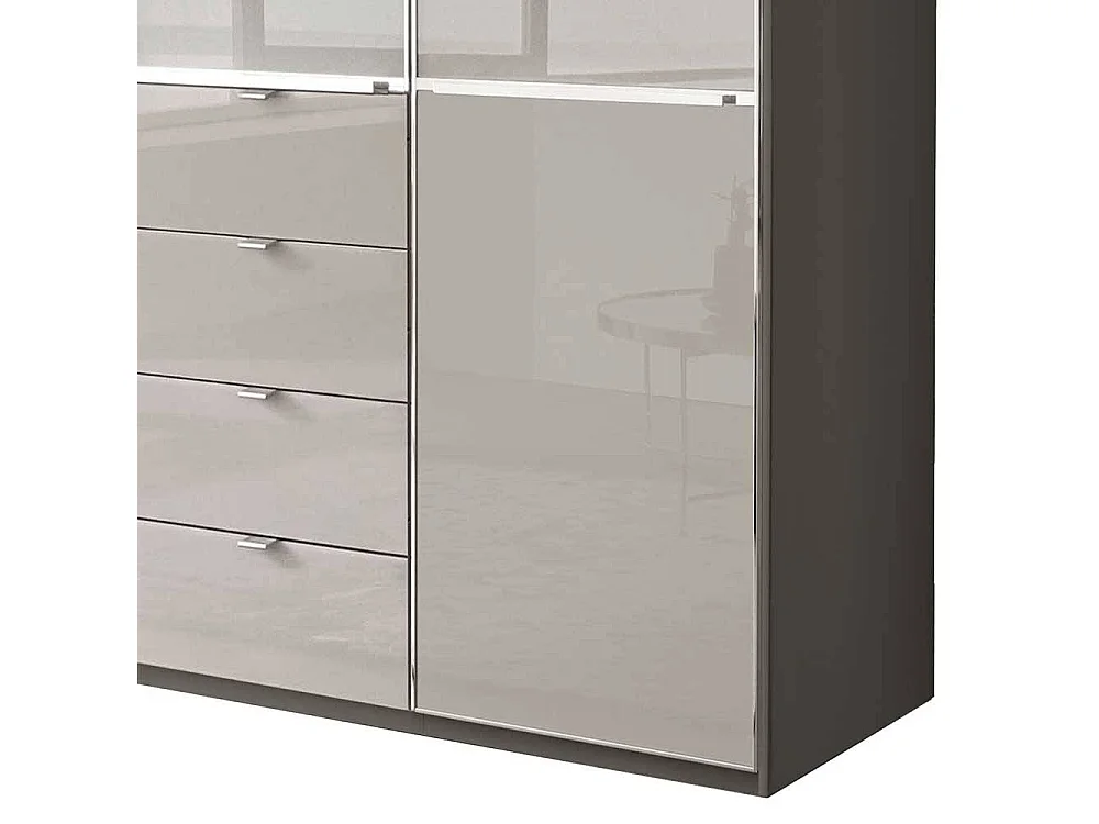 Kleiderschrank Schlafzimmerschrank in Hellgrau und Braun