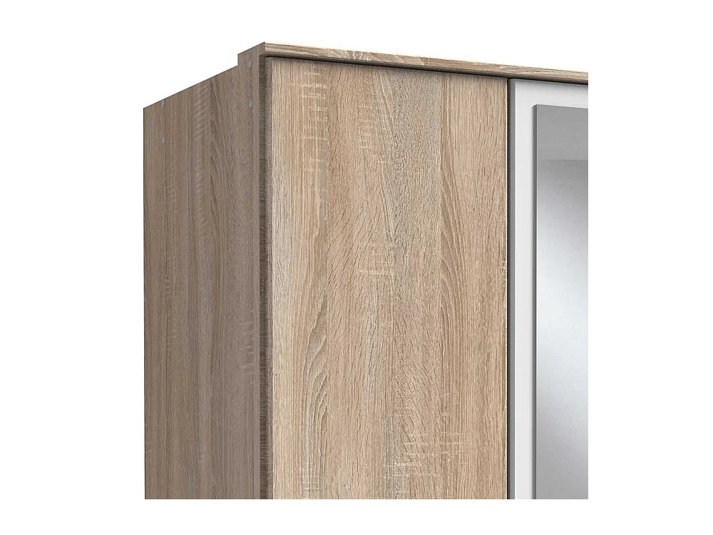 Schlafzimmerschrank mit Schubladen in Eiche Sägerau und Weiß 199 cm hoch