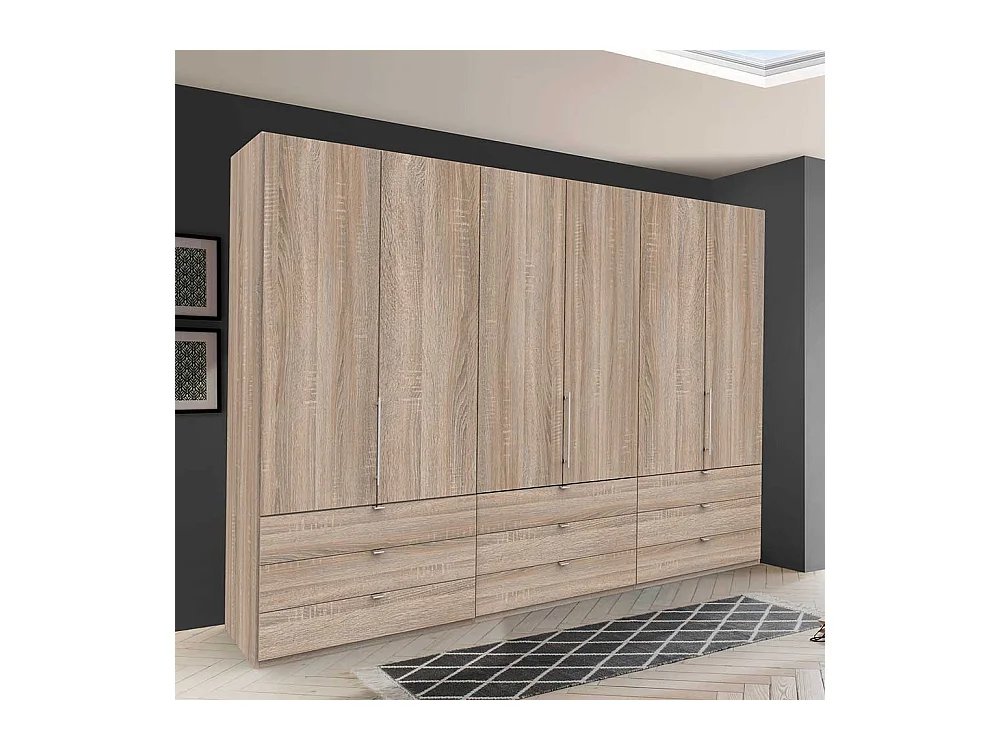 Kombi Kleiderschrank 3 türig mit Schubladen Eiche Sägerau