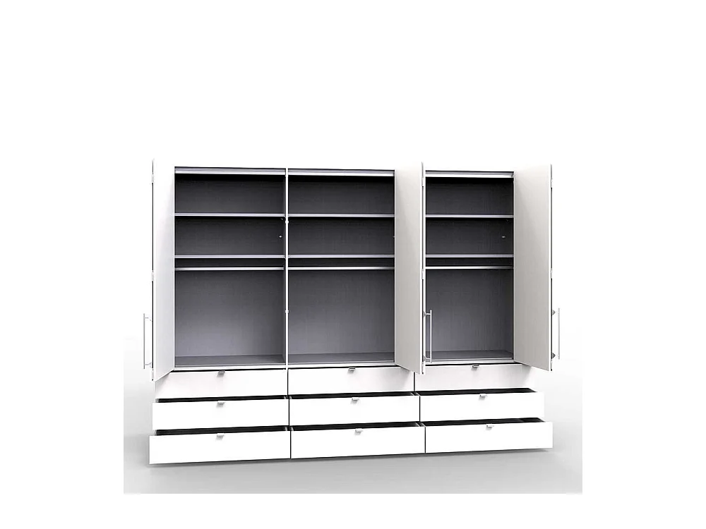 Kombi Kleiderschrank 3 türig mit Schubladen Eiche Sägerau