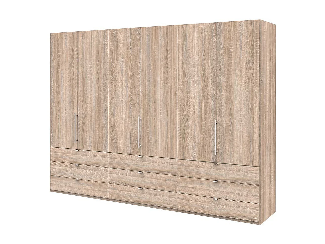 Kombi Kleiderschrank 3 türig mit Schubladen Eiche Sägerau