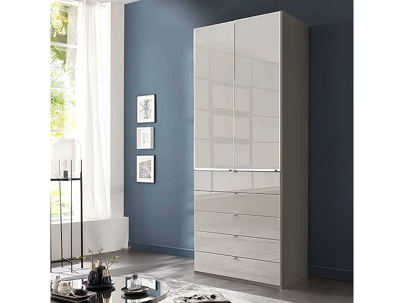 Kleiderschrank Schlafzimmerschrank mit fünf Schubladen in Grau