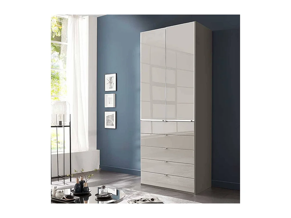 Kleiderschrank Schlafzimmerschrank mit fünf Schubladen in Grau