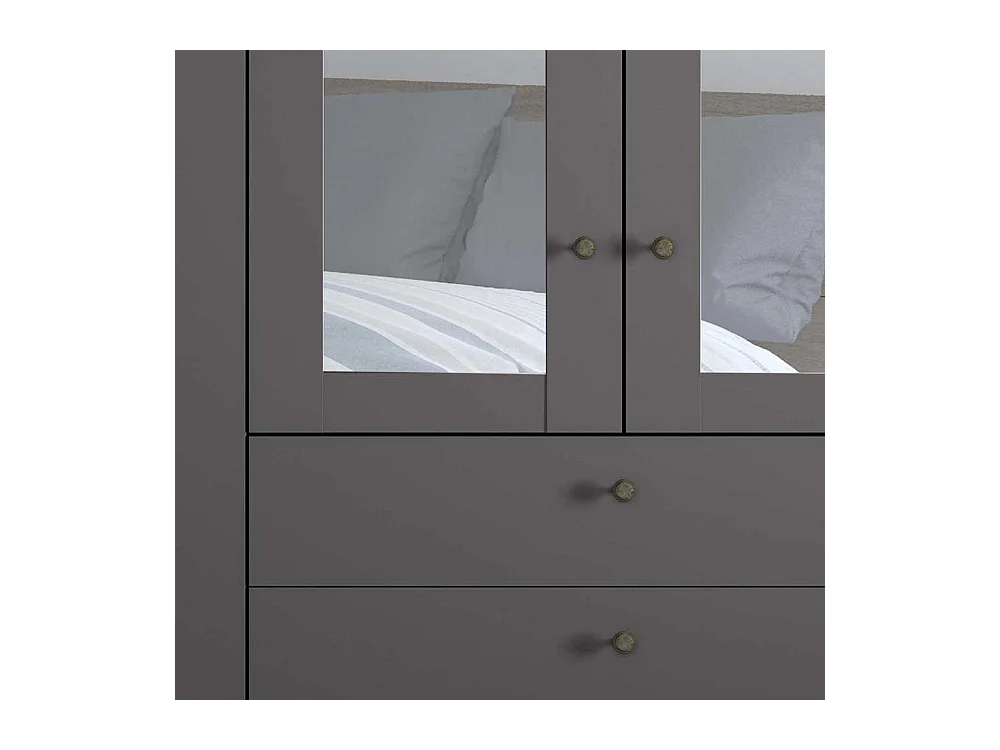 Kleiderschrank 6 Türen und drei Schubladen Dunkelgrau