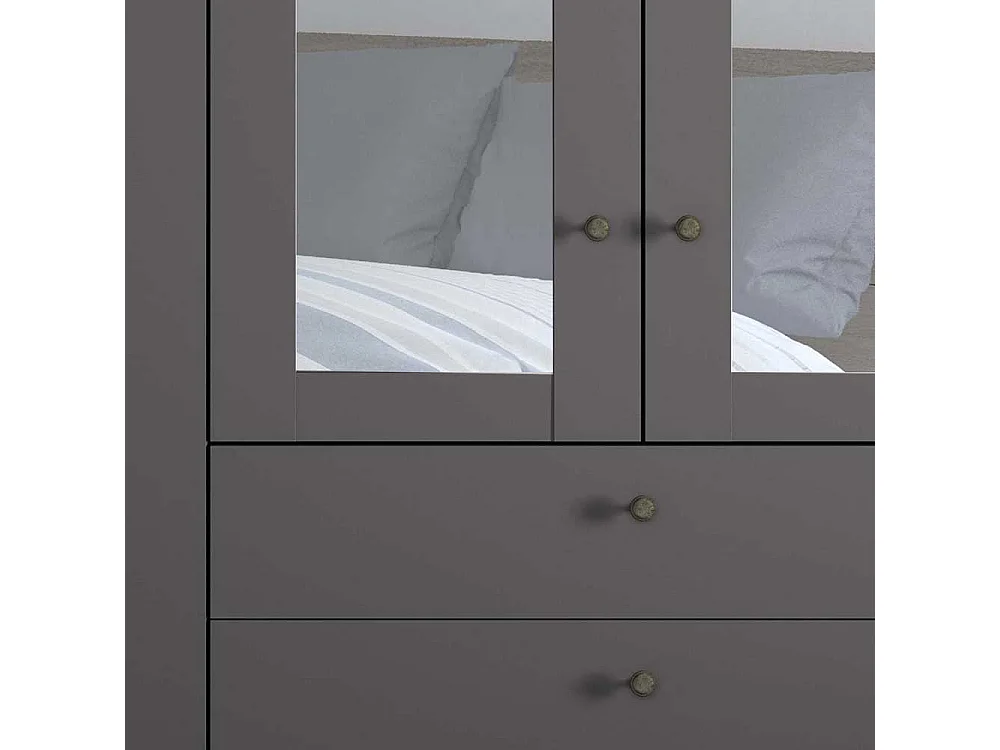 Kleiderschrank 6 Türen und drei Schubladen Dunkelgrau