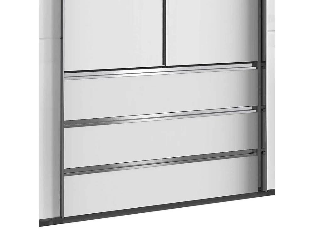 XL Schlafzimmerkleiderschrank weiss mit Dreh- und Schiebetüren drei Schubladen