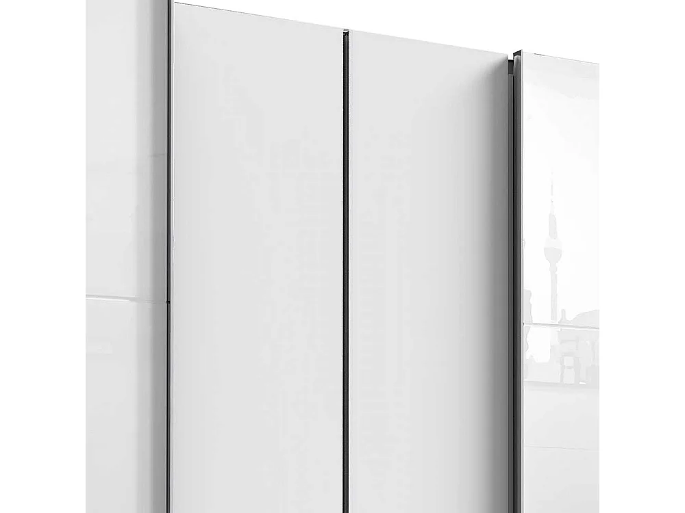 XL Schlafzimmerkleiderschrank weiss mit Dreh- und Schiebetüren drei Schubladen