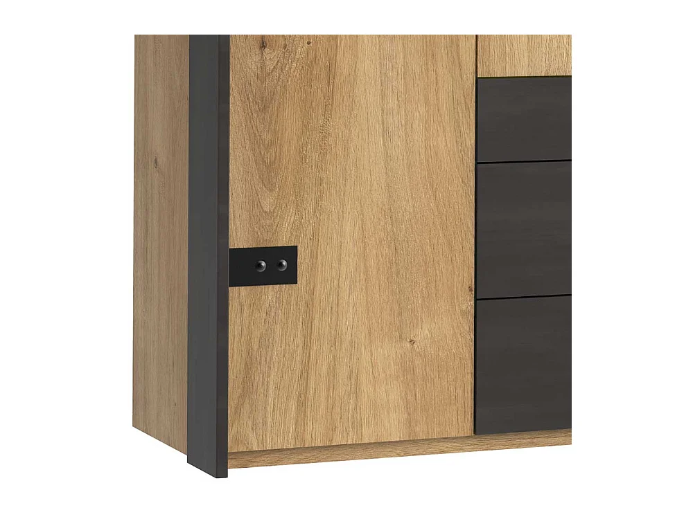 4-türiger Kleiderschrank mit drei Schubladen Industry und Loft Stil