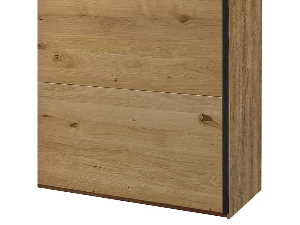 Gleittürenschrank in Wildeiche Bianco und Dunkelgrau 300 cm breit