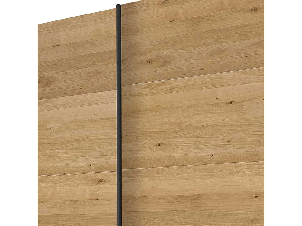Gleittürenschrank in Wildeiche Bianco und Dunkelgrau 300 cm breit