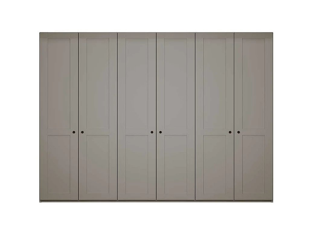 Schlafzimmerschrank in Hellgrau mit 6 Drehtüren modernen Landhausstil