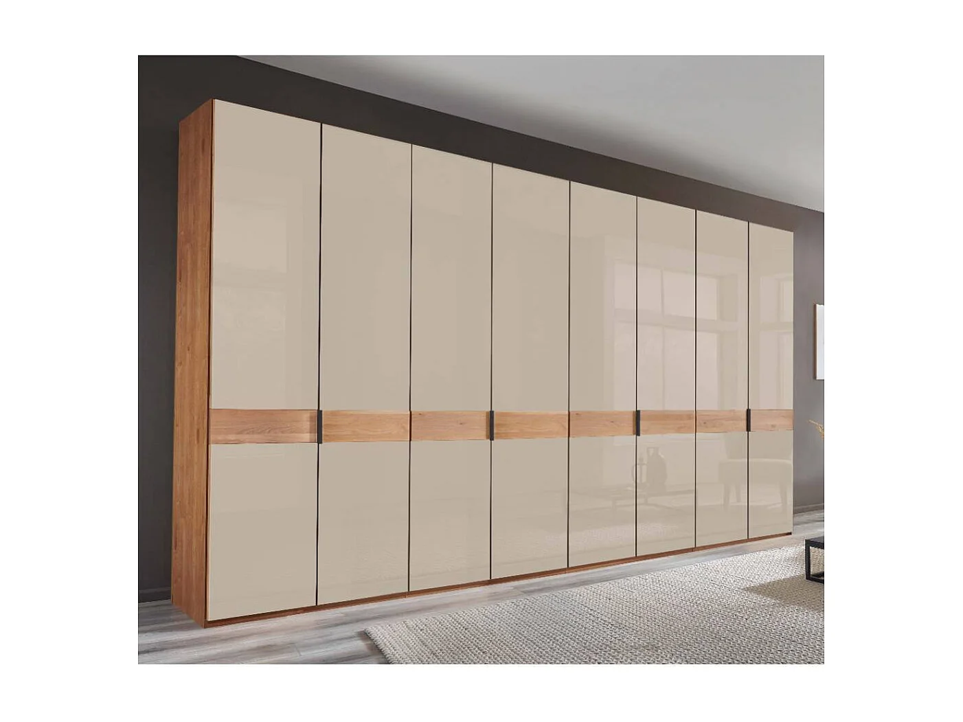 Drehtürenschrank Schlafzimmerschrank in Champagner teilmassiv