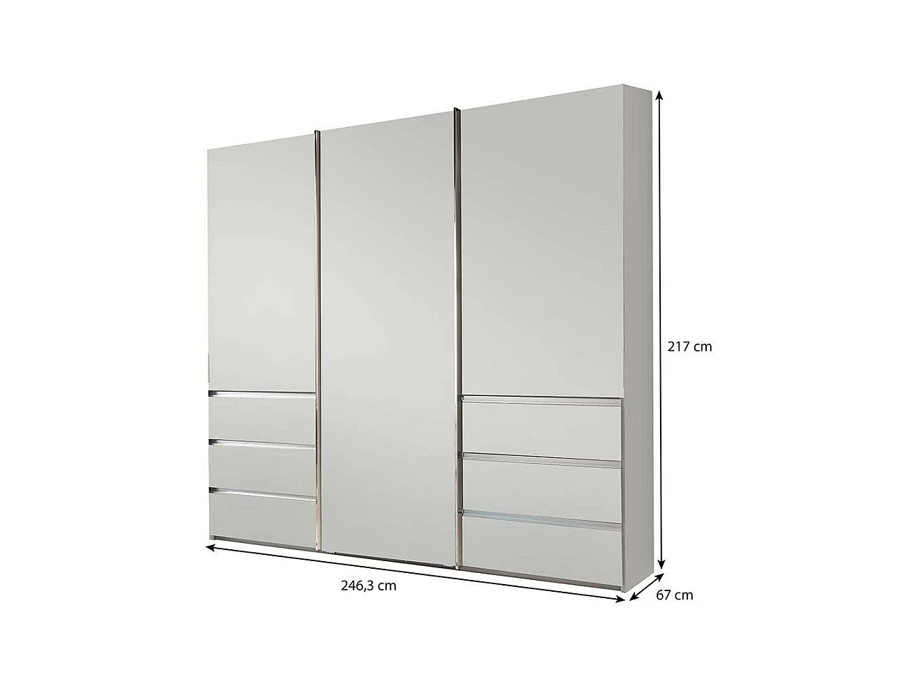 Gleittürenschrank mit sechs Schubladen modernem Design