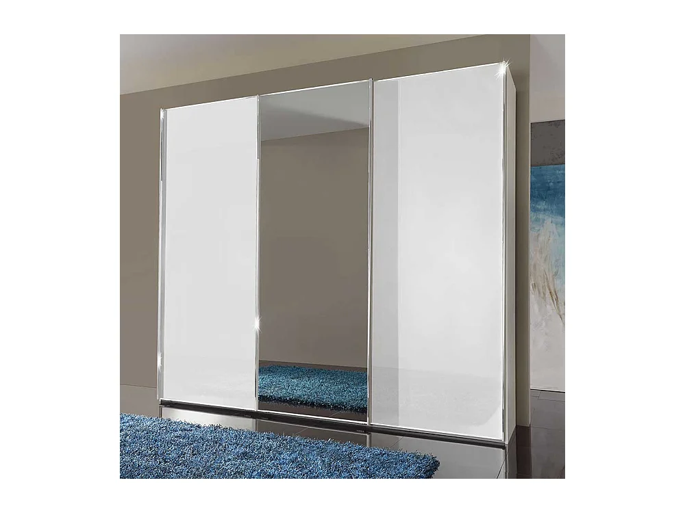 Schwebetüren Kleiderschrank 300 cm breit Weiß Glas