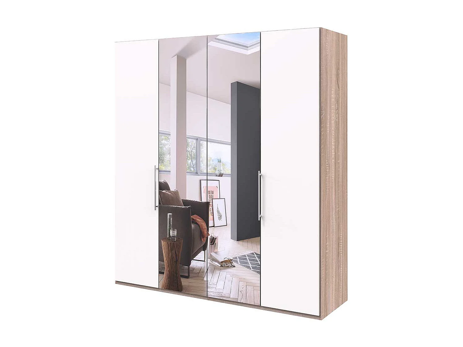 Moderner Schlafzimmerschrank mit Falttüren und Spiegel Made in Germany