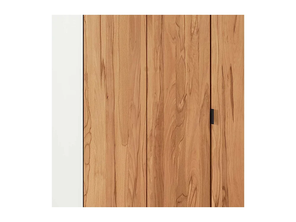 Moderner Schlafzimmerschrank in Weiß und Kernbuche 5 türig