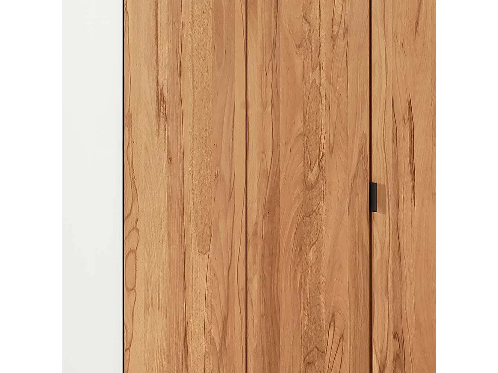 Moderner Schlafzimmerschrank in Weiß und Kernbuche 5 türig