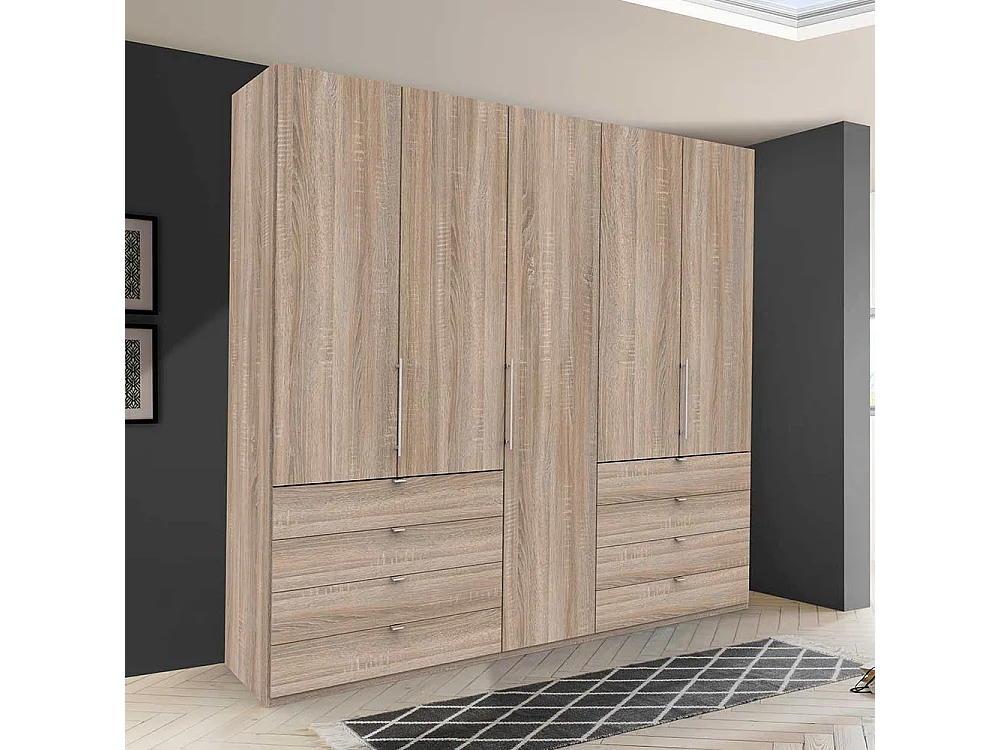 Kombi Schlafzimmerschrank 3 türig mit Schubladen Eiche Sägerau