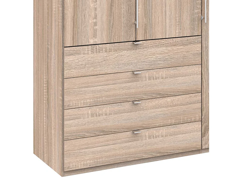 Kombi Schlafzimmerschrank 3 türig mit Schubladen Eiche Sägerau