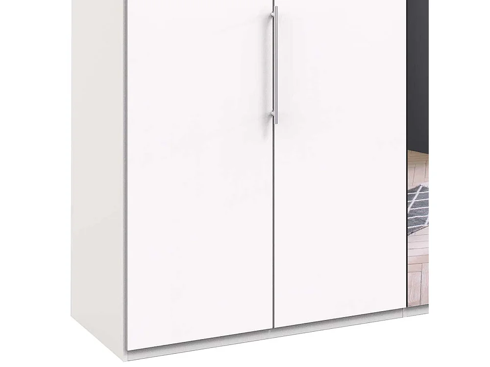 Kleiderschrank mit Spiegel und Falttüren Weiß