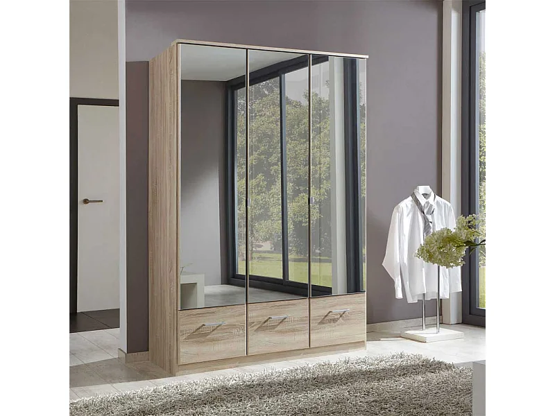 Kleiderschrank in Eiche Sägerau Spiegeltüren