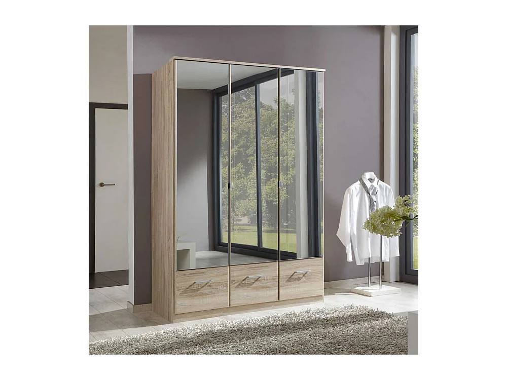 Kleiderschrank in Eiche Sägerau Spiegeltüren