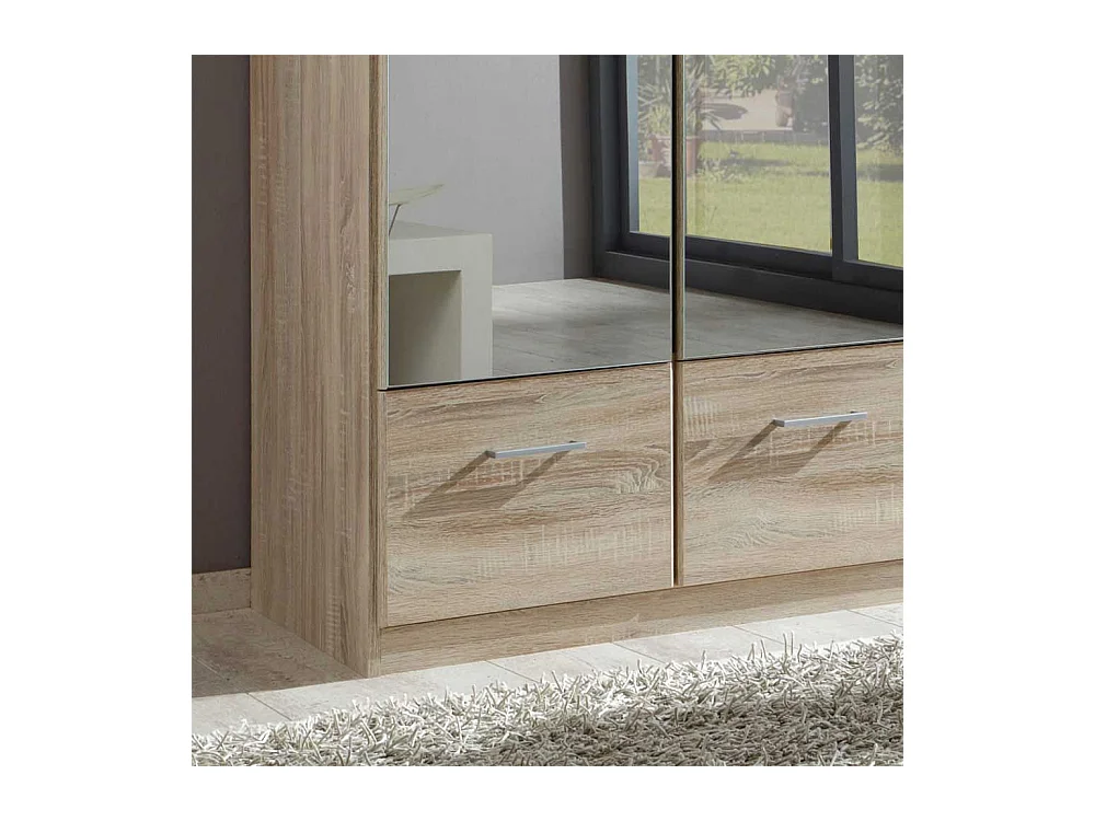 Kleiderschrank in Eiche Sägerau Spiegeltüren