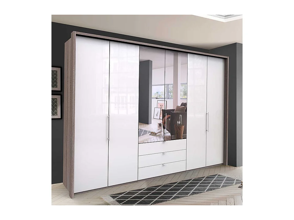 Schlafzimmerschrank mit Falttüren und Spiegel glasbeschichtet