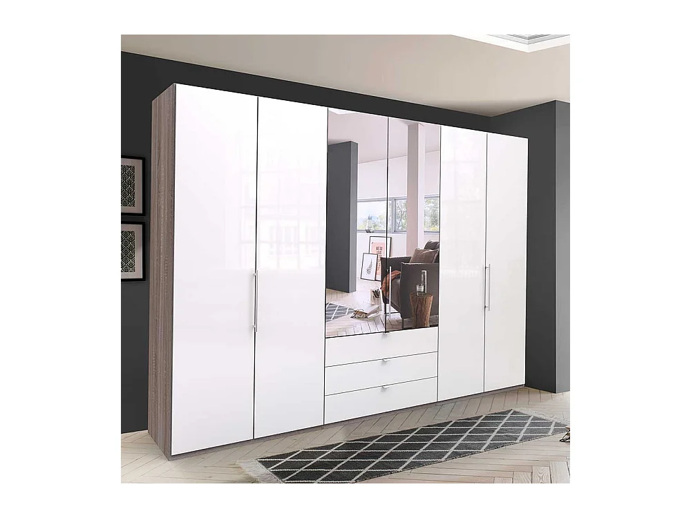 Schlafzimmerschrank mit Falttüren und Spiegel glasbeschichtet