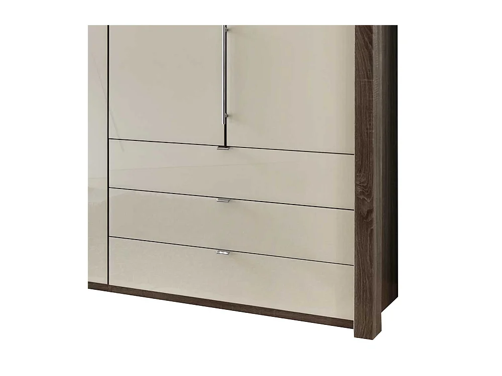 Flattürenschrank in Creme Glas