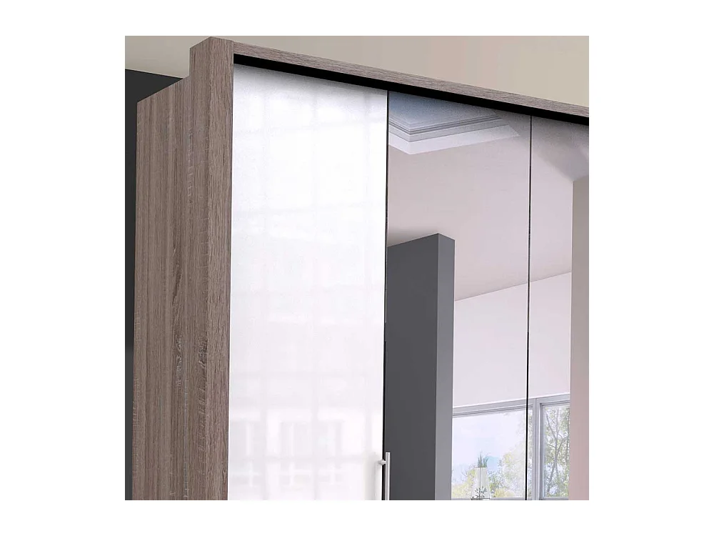 Kleiderschrank mit Falttüren und Spiegel zweifarbig