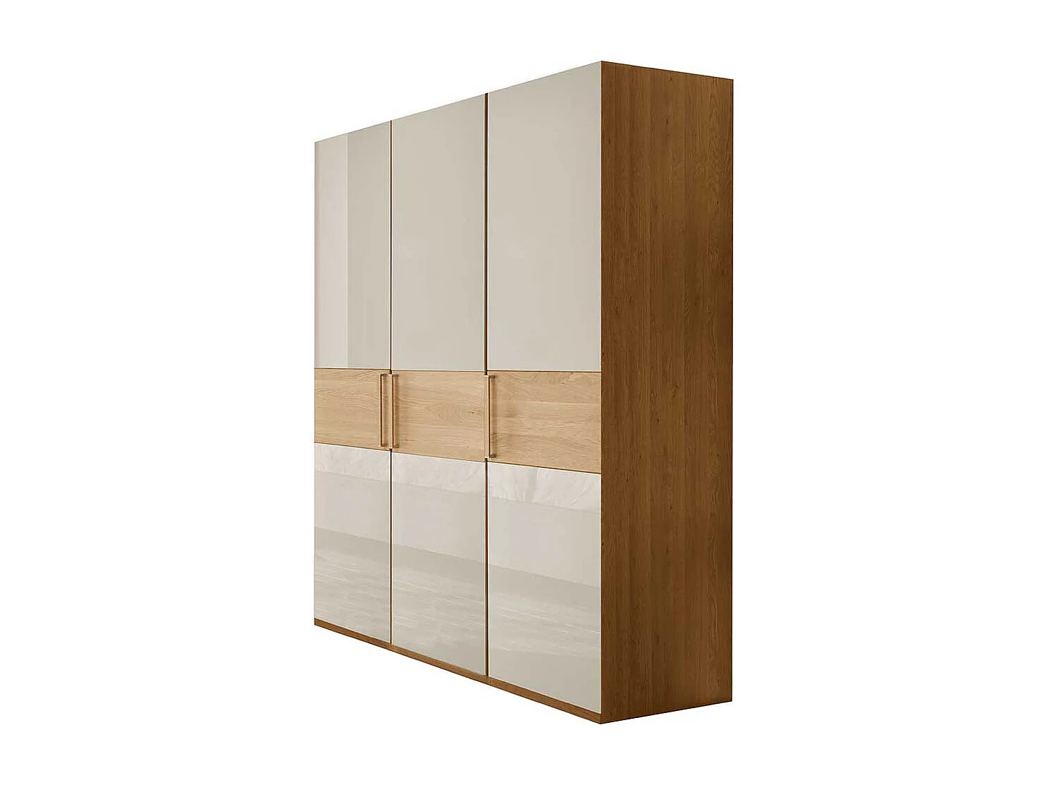 Kleiderschrank in Beige und Eiche 3-türig