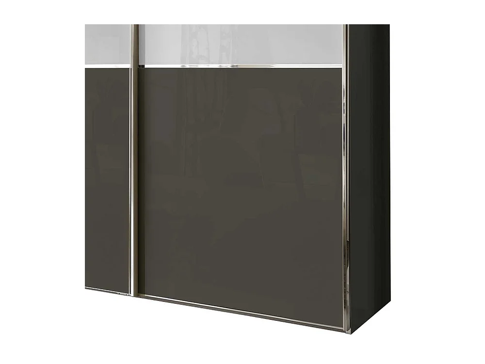 Schwebetürenkleiderschrank in Weiß und Braun 250 cm breit