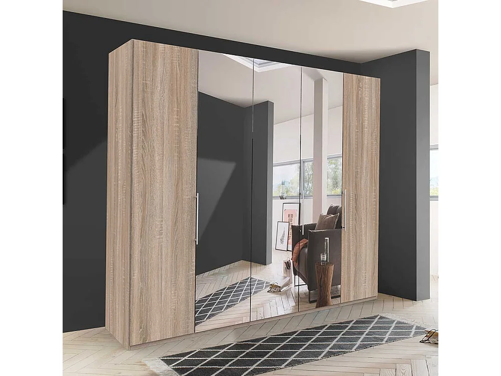 Spiegel Schlafzimmerschrank in Eiche Sägerau Falttüren