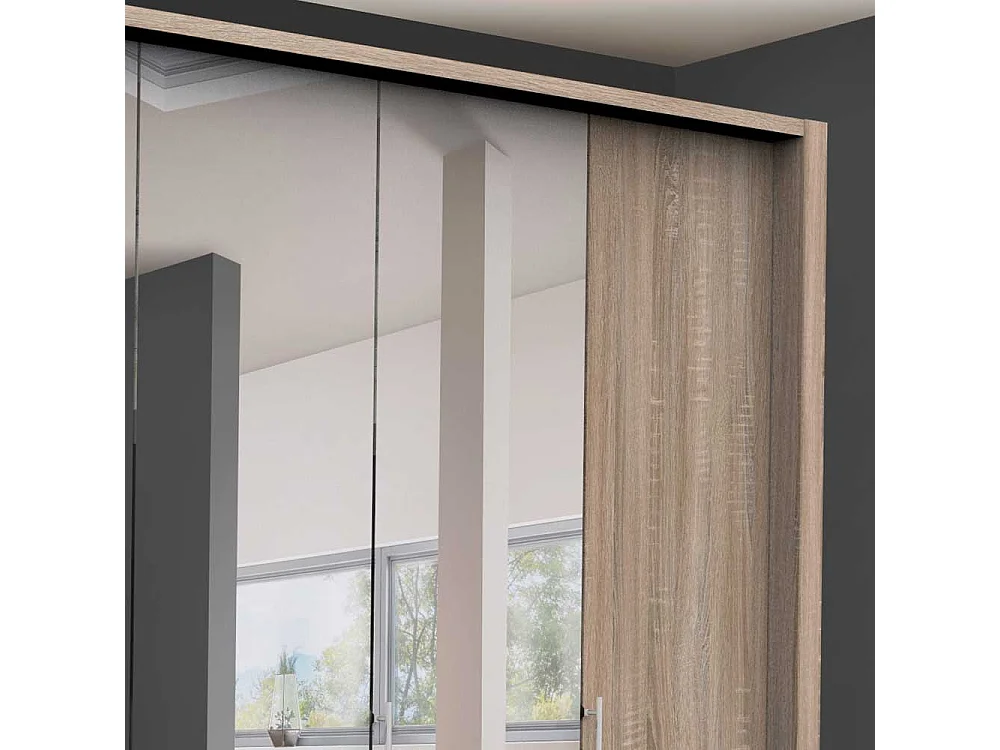 Spiegel Schlafzimmerschrank in Eiche Sägerau Falttüren