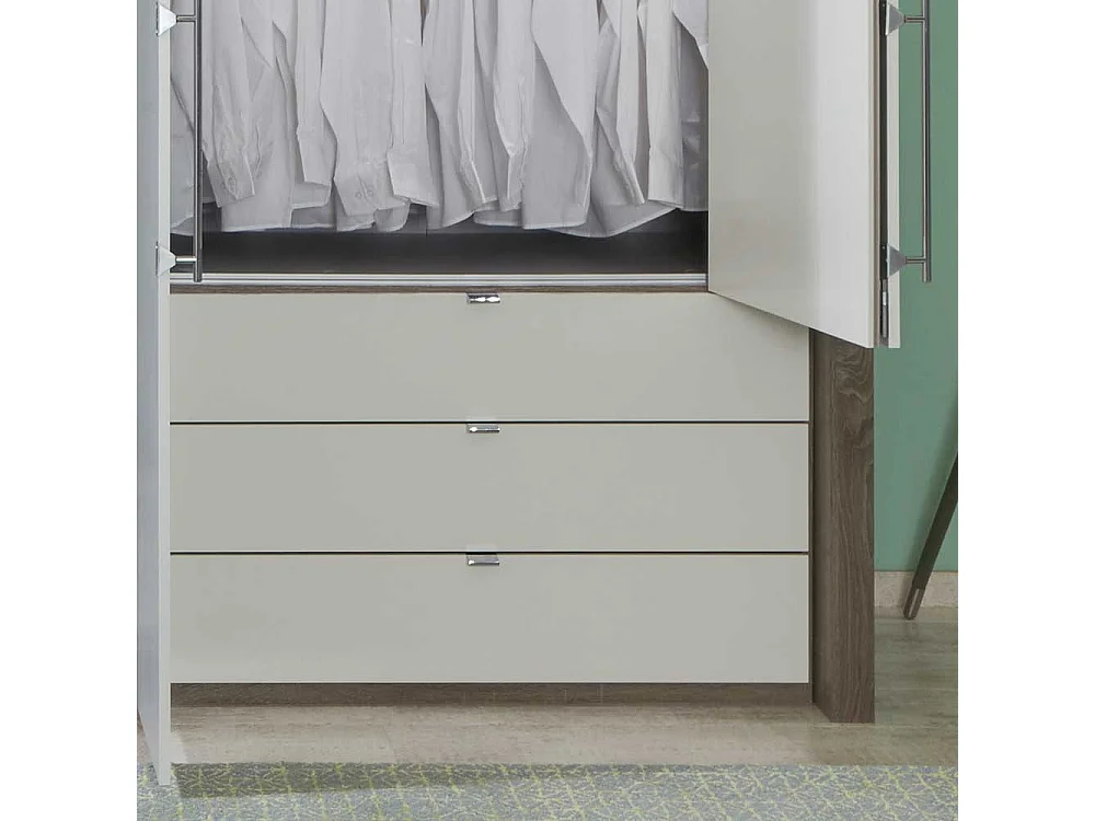 Schlafzimmerschrank mit Falttüren Weiß Eiche Trüffel