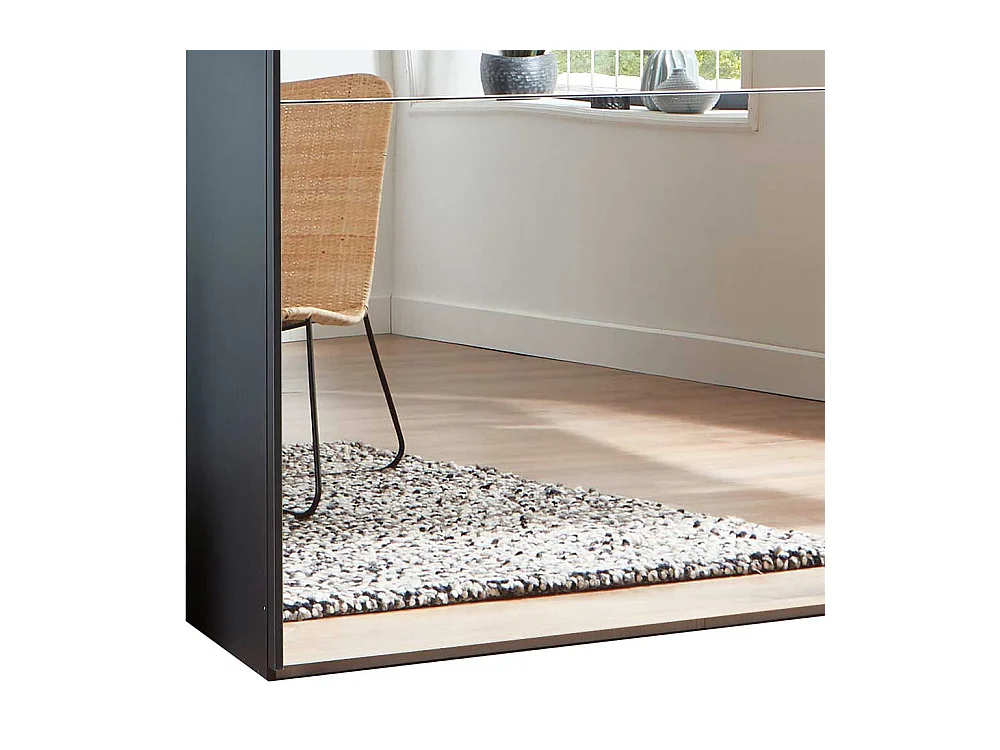 Kleiderschrank Schwebetüren in Eiche Bianco und Anthrazit Made in Germany