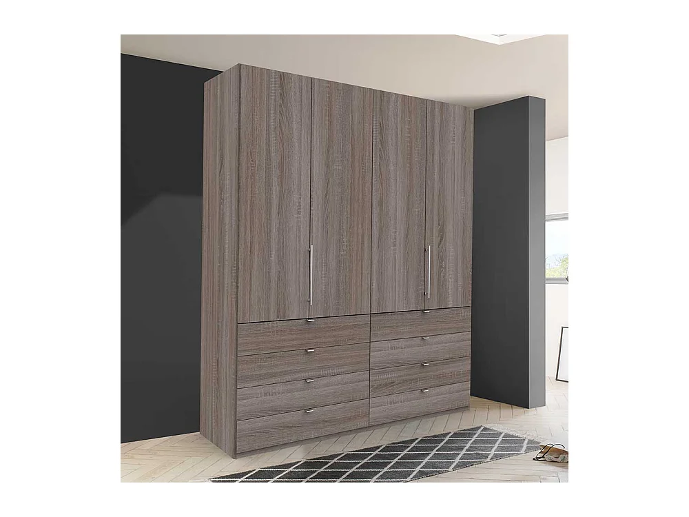 Kleiderschrank Jugendzimmer in Eiche Trüffelfarben 2 türig mit Schubladen