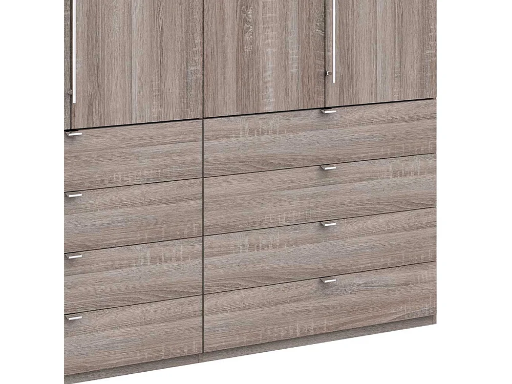 Kleiderschrank Jugendzimmer in Eiche Trüffelfarben 2 türig mit Schubladen