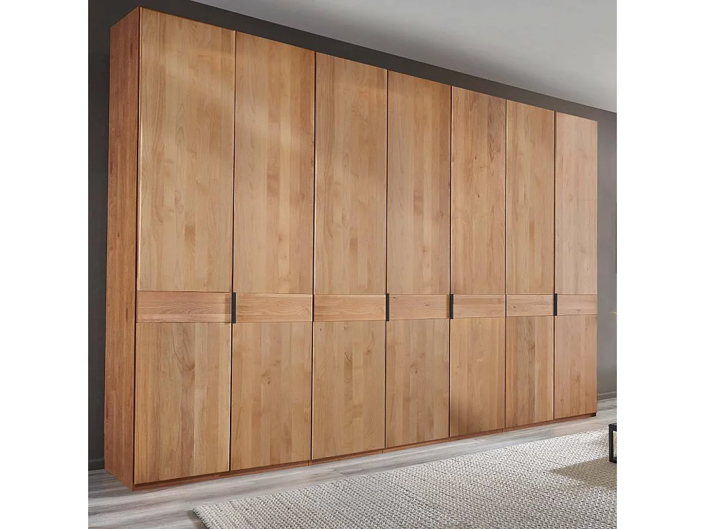 Kleiderschrank Drehtürenkleiderschrank mit Massivholz Türen in Erlefarben