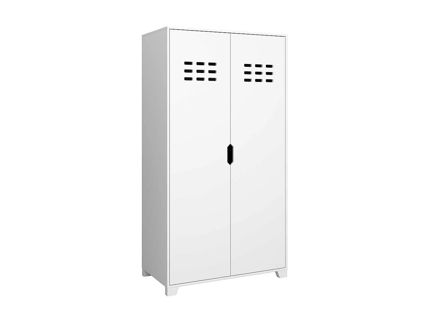 Kleiderschrank aus MDF Weiß lackiert zwei festen Kleiderstangen