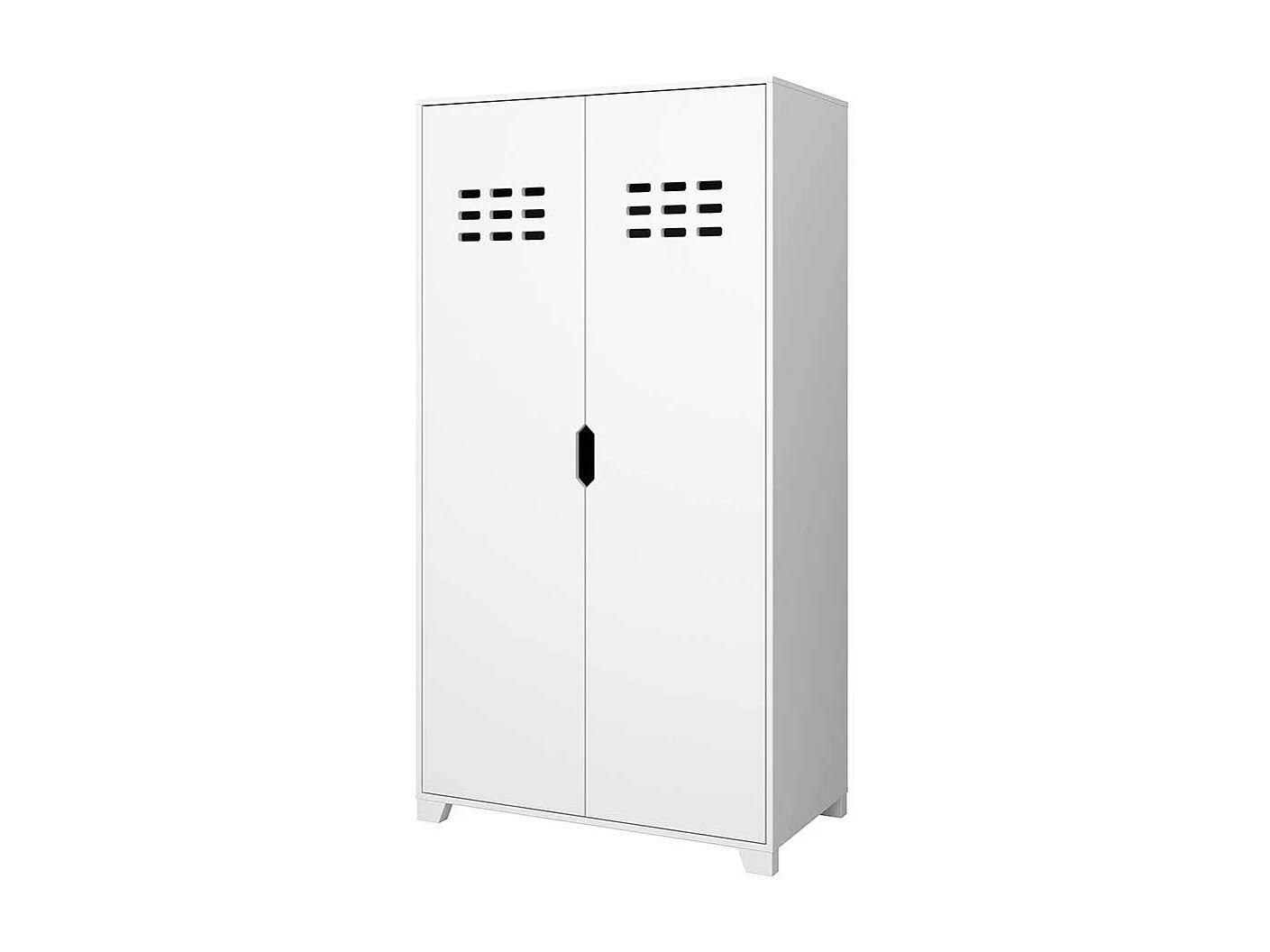 Kleiderschrank aus MDF Weiß lackiert zwei festen Kleiderstangen